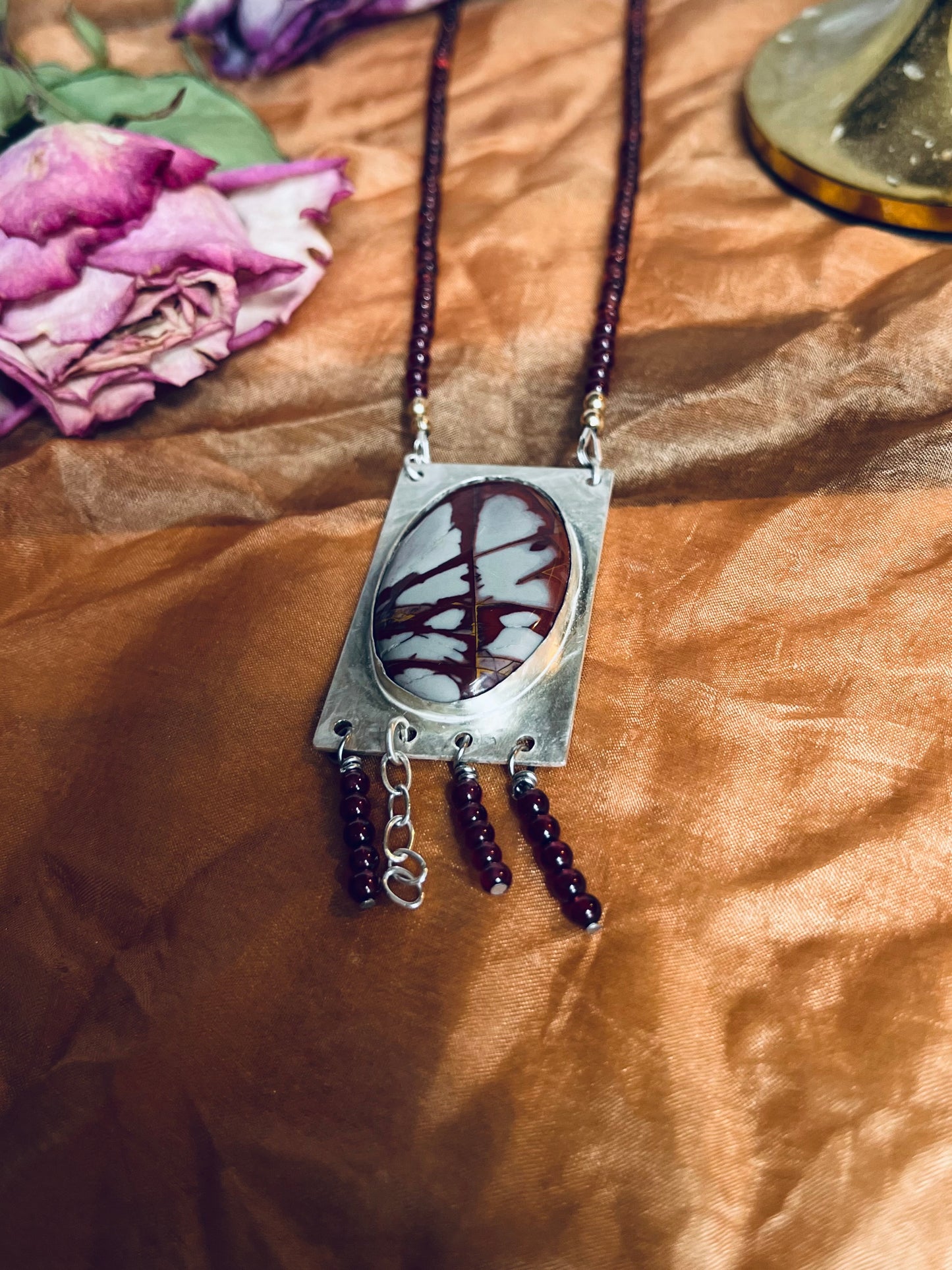 noreena jasper and garnet necklace