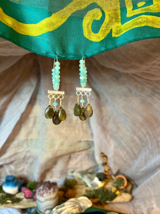 amazonite hoops with labradorite