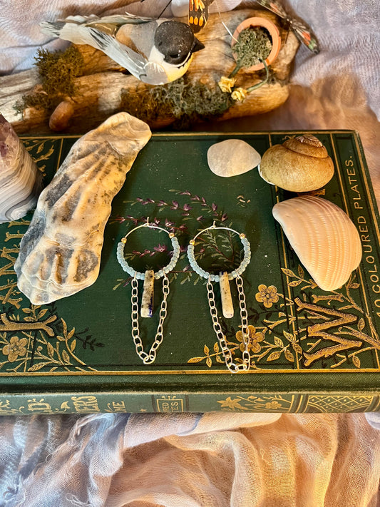 hoops with beads & chain