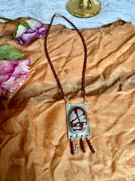 noreena jasper and garnet necklace